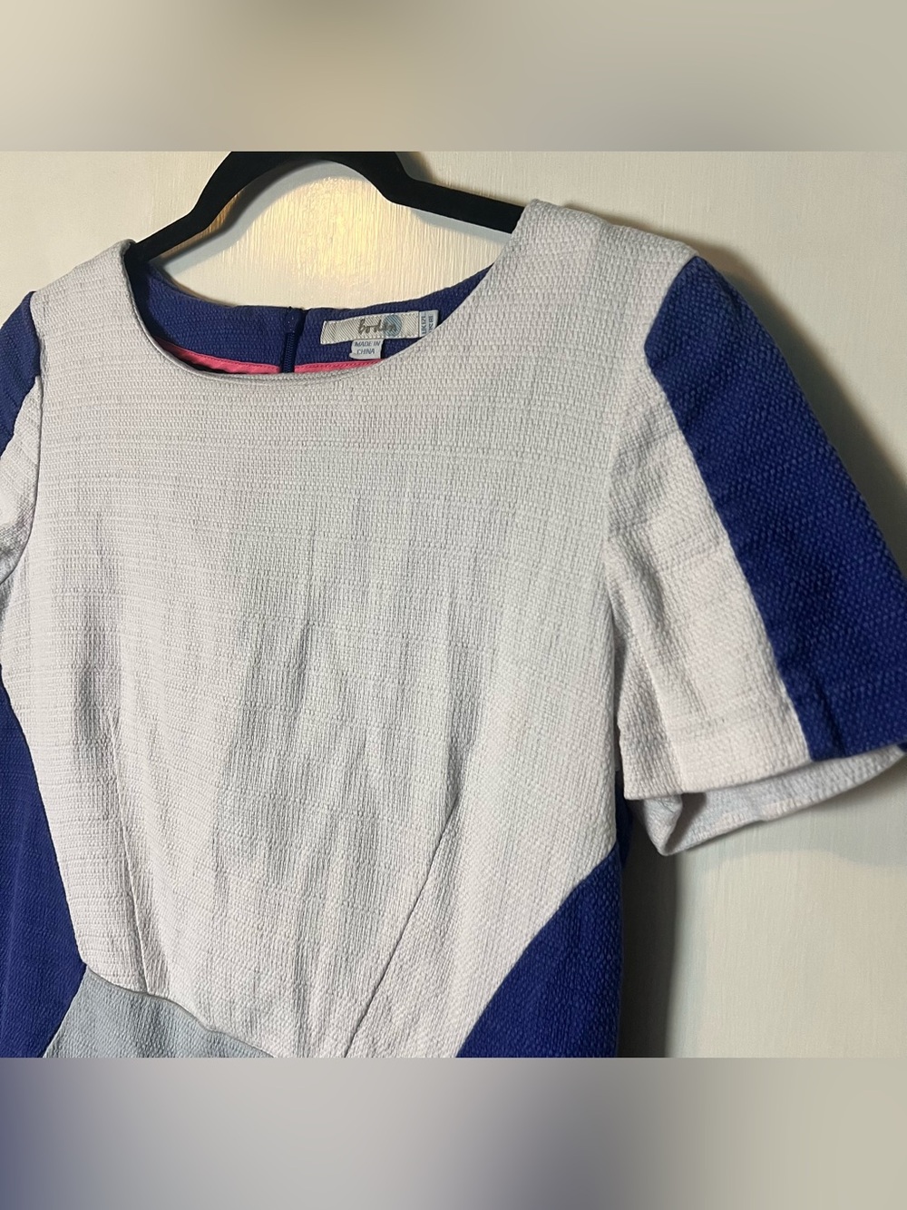 Boden Pippa Colorblock Textured Tunic Shift Dress Navy White Grey Sz. 8L - Picture 4 of 7